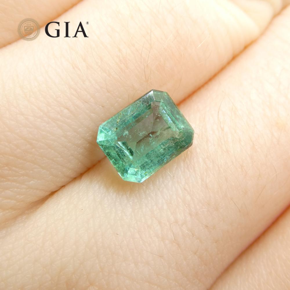 2.18ct Octagonal/Emerald Cut Green Emerald GIA Certified Zambia (F2)  In New Condition For Sale In Toronto, Ontario