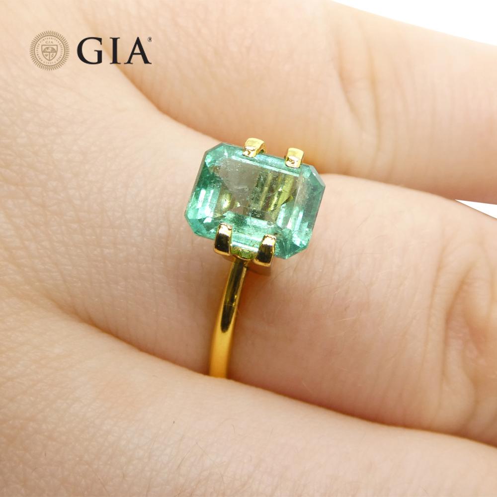 2.18ct Octagonal/Emerald Cut Green Emerald GIA Certified Zambia (F2)  For Sale 9