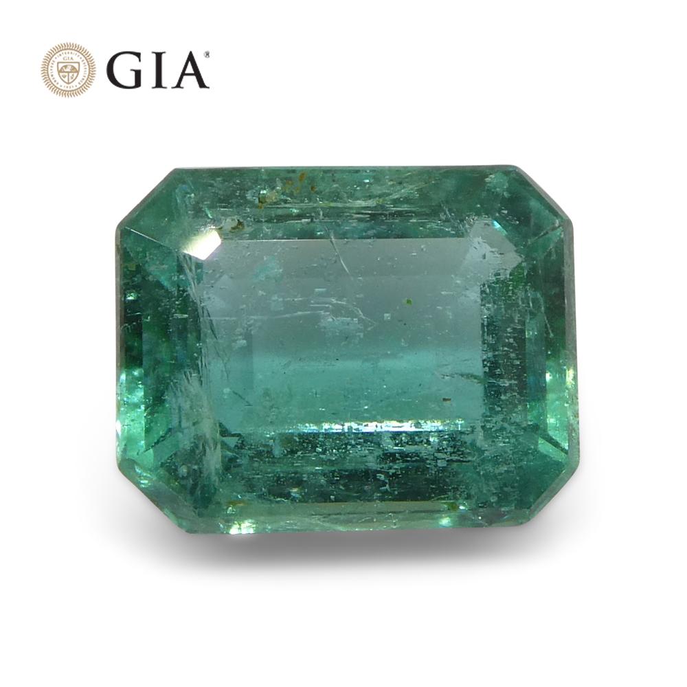2.18ct Octagonal/Emerald Cut Green Emerald GIA Certified Zambia (F2)  For Sale 1