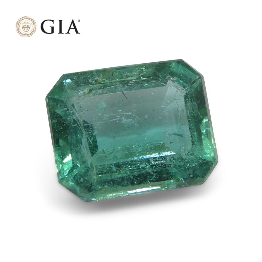 2.18ct Octagonal/Emerald Cut Green Emerald GIA Certified Zambia (F2)  For Sale 2