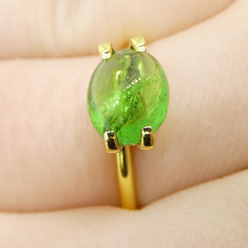 Women's or Men's 2.18ct Oval Cabochon Green Tsavorite Garnet from Kenya, Unheated For Sale