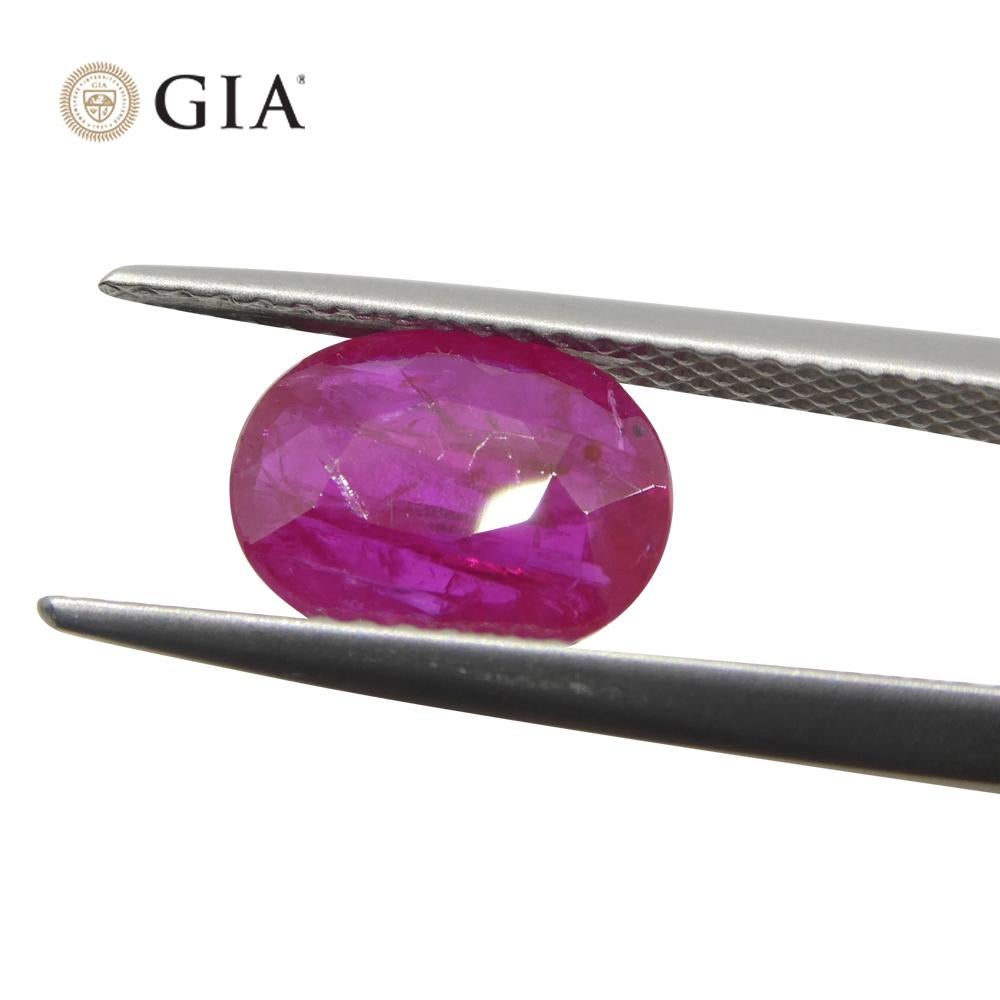 2.18ct Oval Purplish Red Ruby GIA Certified Mozambique   For Sale 9