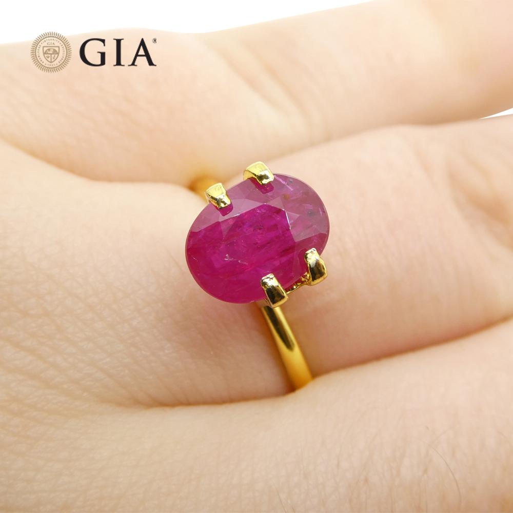 Brilliant Cut 2.18ct Oval Purplish Red Ruby GIA Certified Mozambique   For Sale