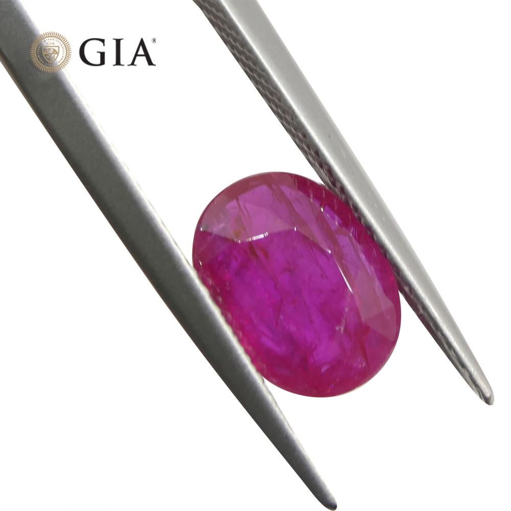 Rubis rouge violacé ovale de 2,18 carats certifié GIA du Mozambique   Neuf - En vente à Toronto, Ontario