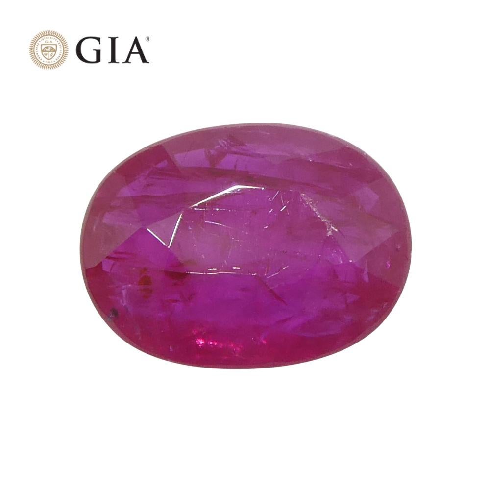 Women's or Men's 2.18ct Oval Purplish Red Ruby GIA Certified Mozambique   For Sale