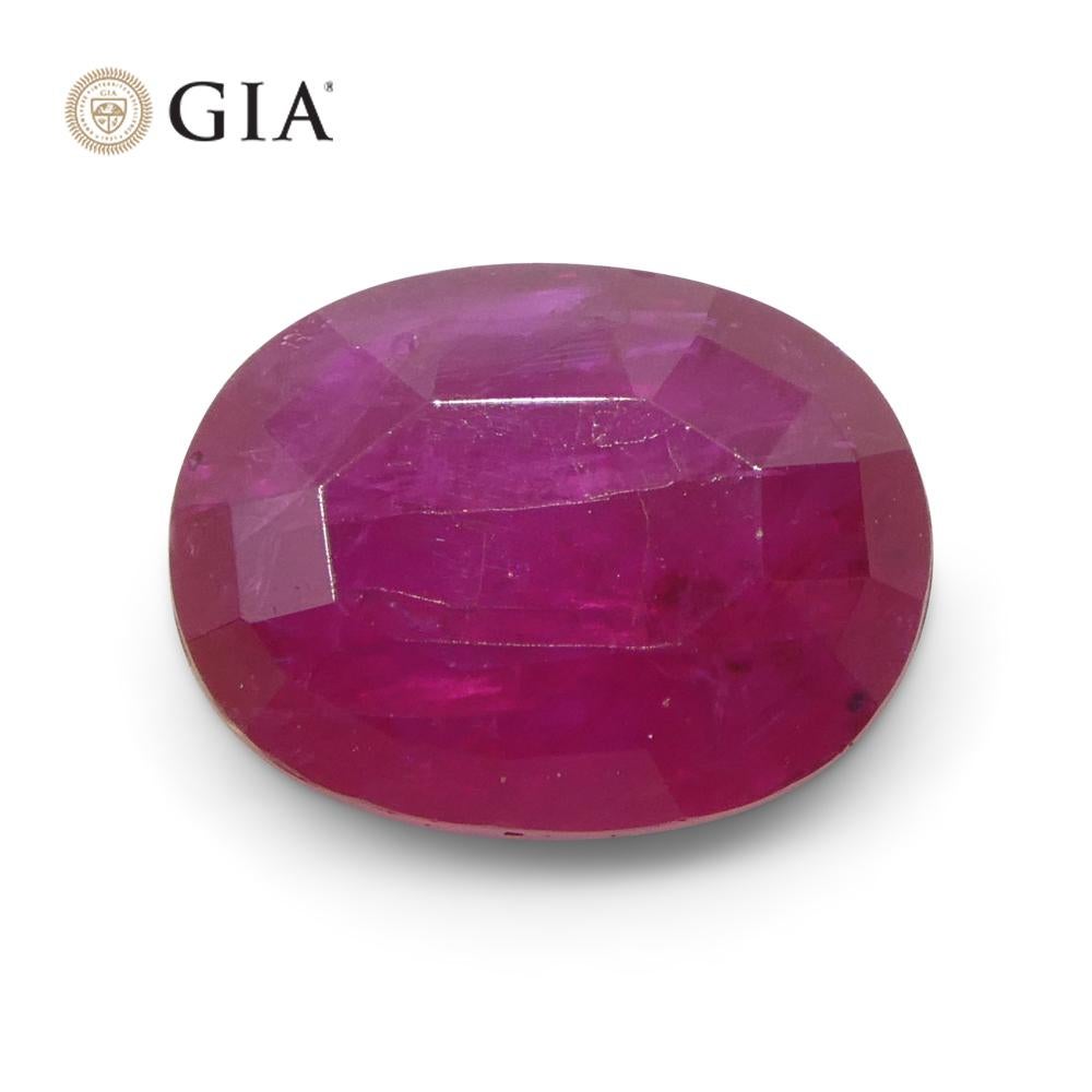 2.18ct Oval Purplish Red Ruby GIA Certified Mozambique   For Sale 1