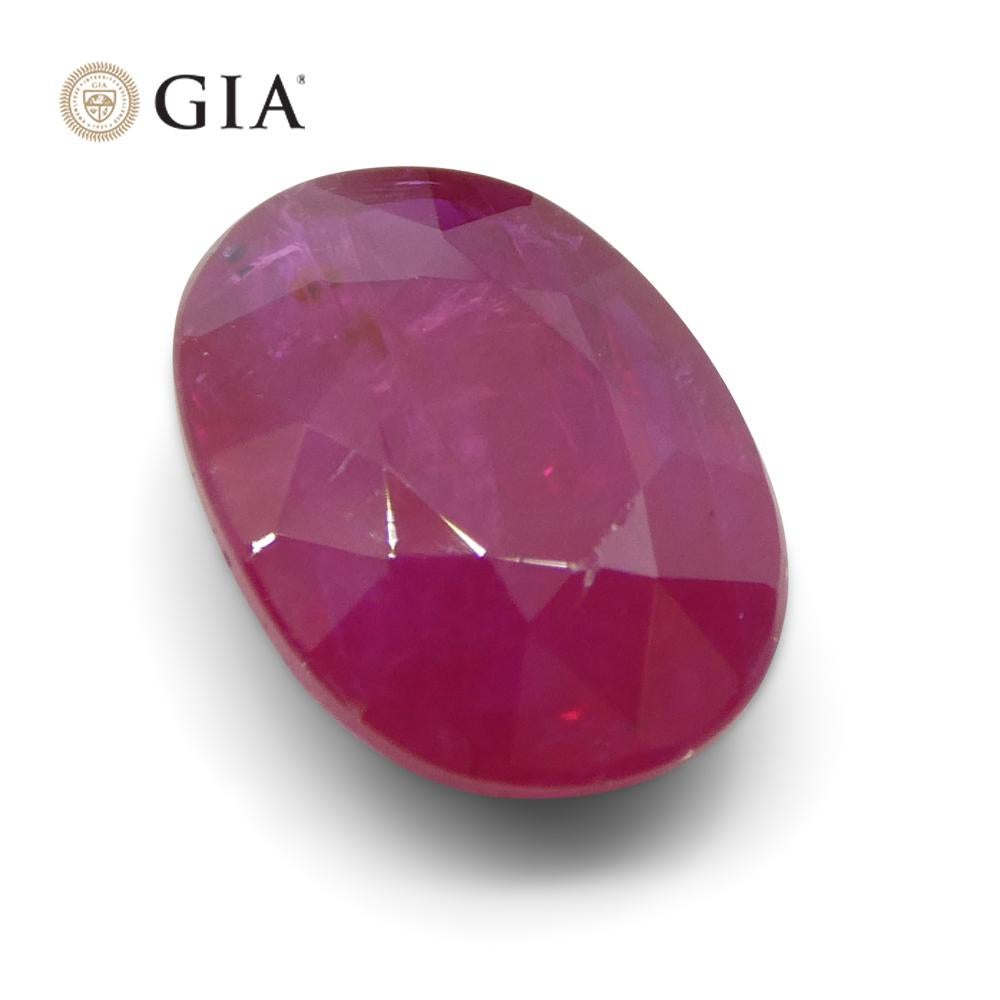 2.18ct Oval Purplish Red Ruby GIA Certified Mozambique   For Sale 2