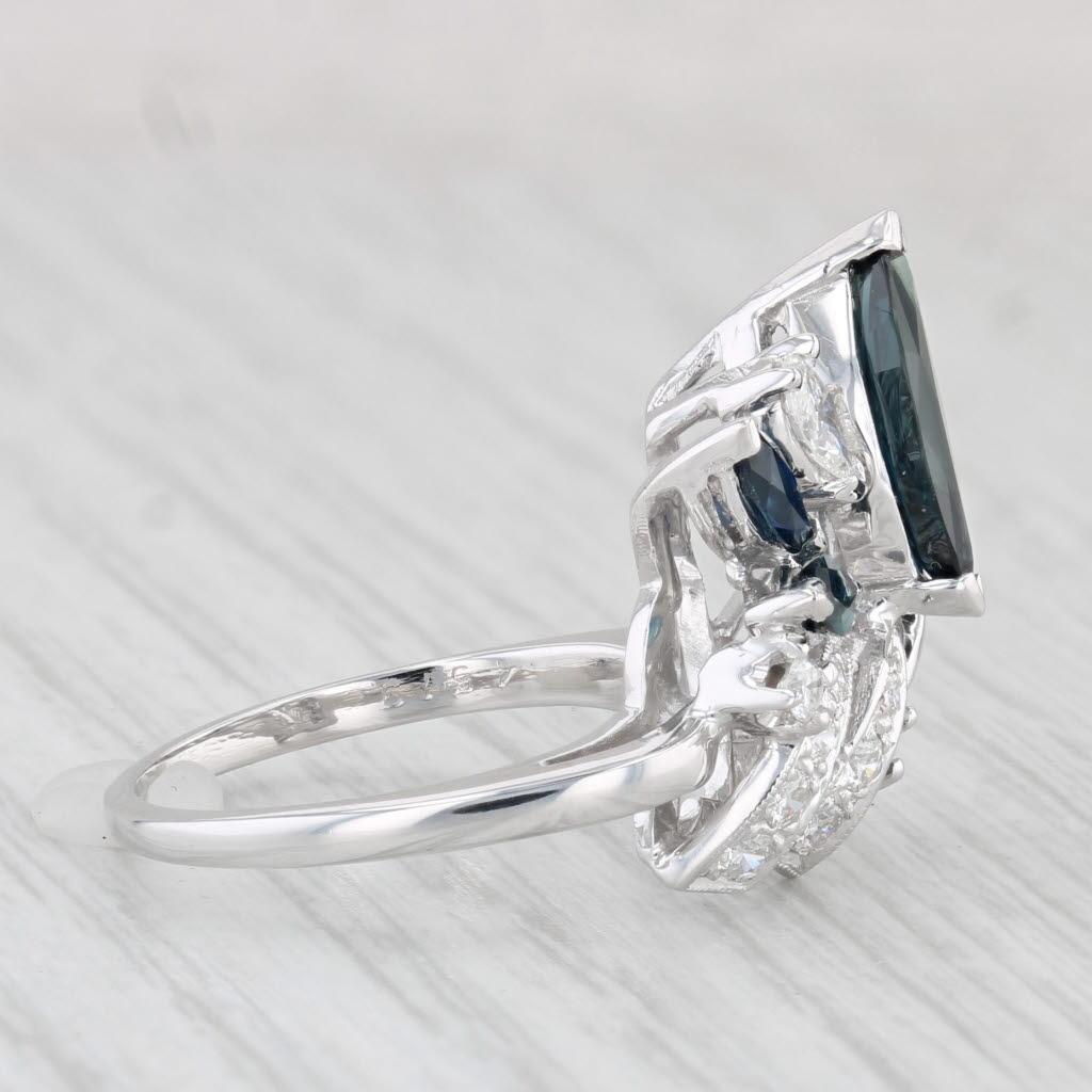 2.18ctw Zafiro Azul Diamante Anillo de Cóctel Oro Blanco 14k Talla 6.5 1