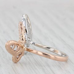 2.18ctw Diamond Butterfly Ring 18k White Rise Gold Size 6.5 Adjustable