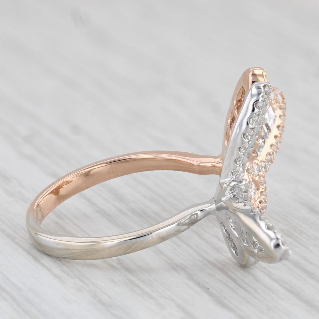 da uomo o donna Anello a farfalla con diamante da 2,18 carati in oro bianco 18 carati Misura 6,5 Regolabile in vendita