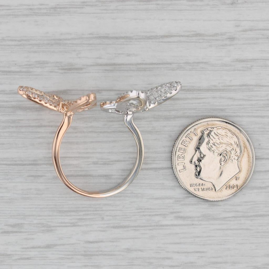 Anello a farfalla con diamante da 2,18 carati in oro bianco 18 carati Misura 6,5 Regolabile in vendita 2