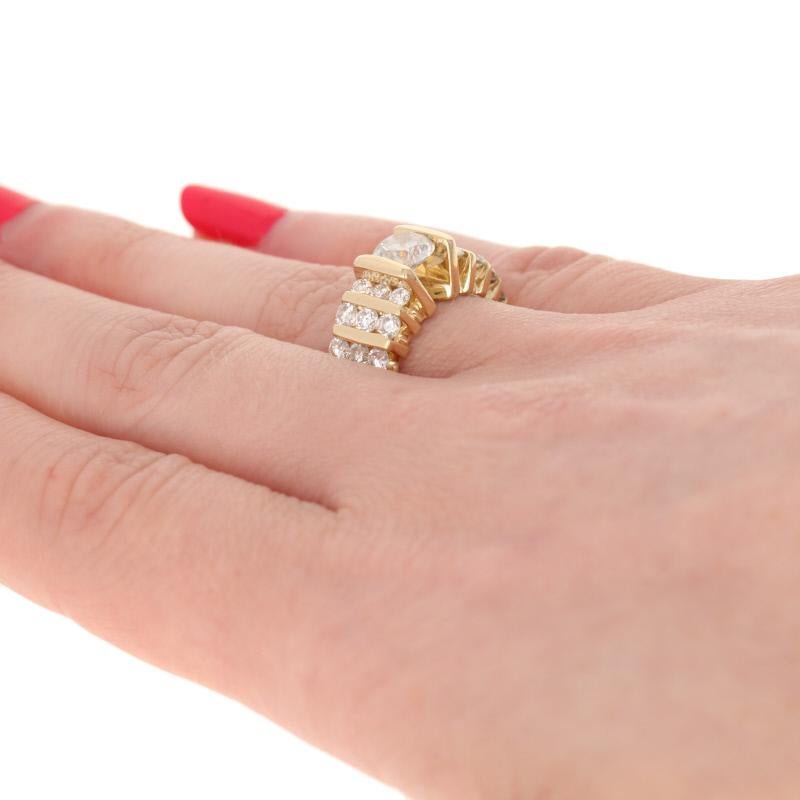 2.18 Carat Round Brilliant Diamond Ring, 14 Karat Yellow Gold In Excellent Condition In Greensboro, NC