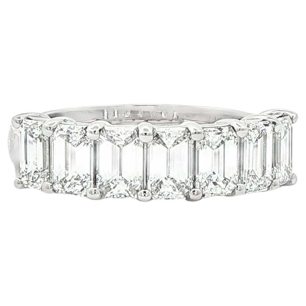 2.18CTW Seven GIA Certified Emerald Cut Diamond Band in Platinum