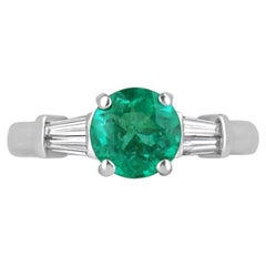 2.18tcw PLAT Vivid Colombian Emerald Engagement Ring with Diamond Accent
