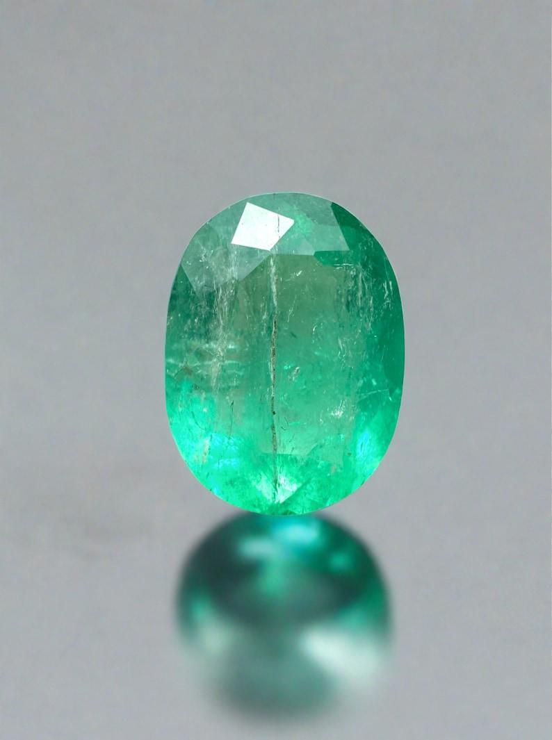 2.19 Carat 10x7 Green Colombian Emerald - Oval Cut May Birthstone Gem
