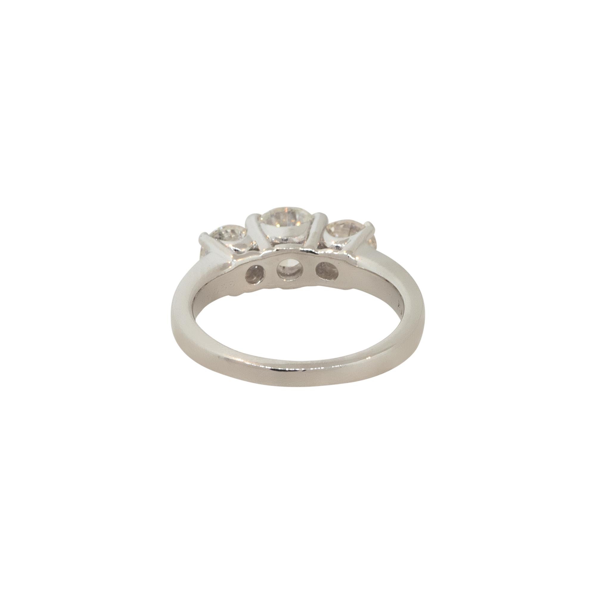 Women's 2.19 Carat 3 Stone Diamond Engagement Ring Platinum in Stock For Sale
