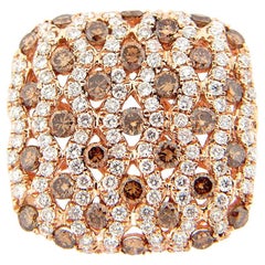 2.19 Carat Brown and White Diamond Rose Gold Ring