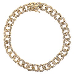 Bracelet à maillons cubains en or jaune 18 carats avec diamants de 2,19 carats