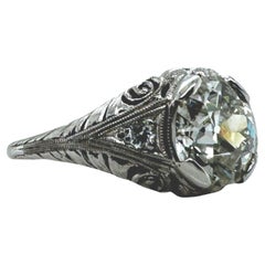 2.19 Carat Edwardian Era Old European Cut Diamond Engagement Ring GIA