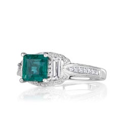 2.19 Carat Emerald Diamond Ring 14K White Gold Effortless Elegance