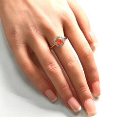 2.19 Carat Fanta Garnet Round Diamond Yellow Gold Ring
