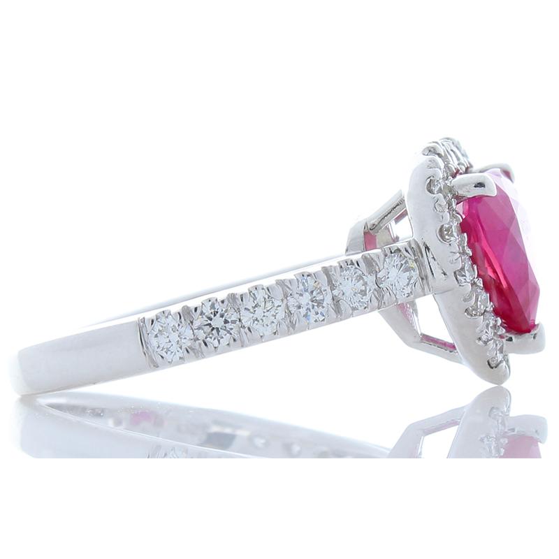 Contemporary 2.19 Carat Heart Shape Ruby and Diamond Cocktail Ring in 18 Karat White Gold