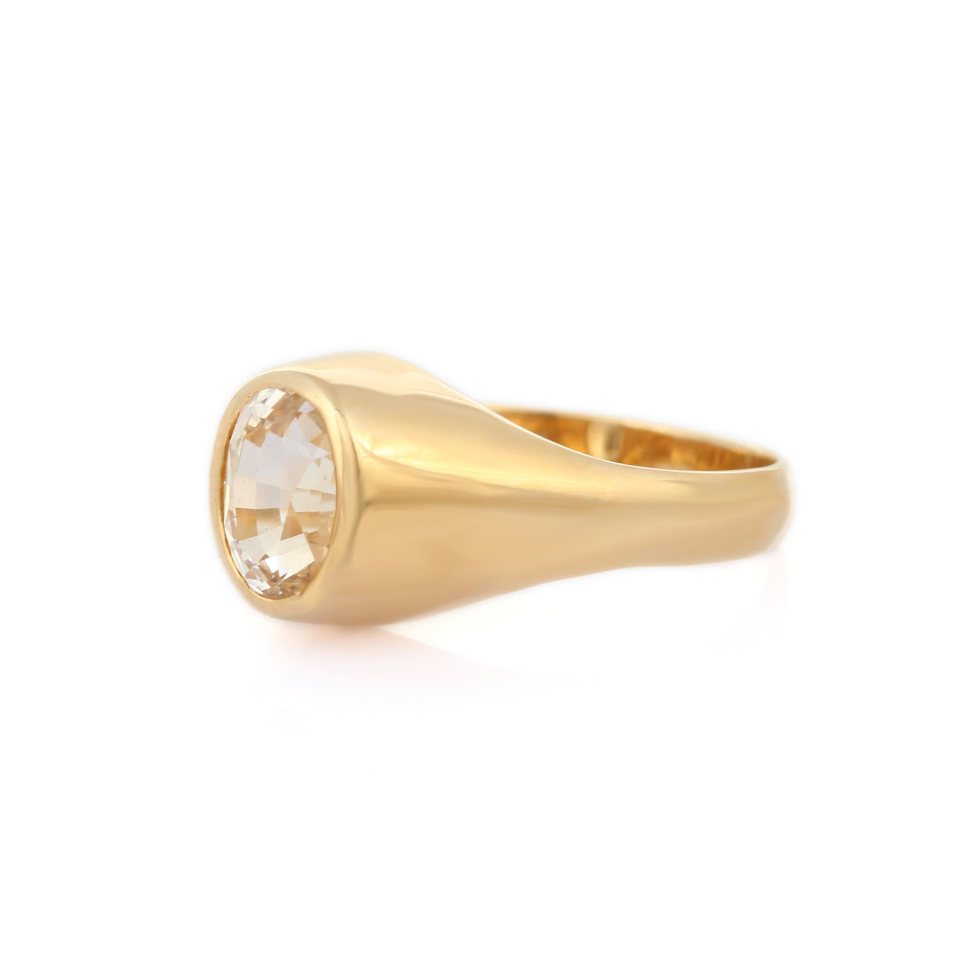 For Sale:  2.19 Carat Oval Cut Yellow Sapphire Solitaire Ring in 18 Karat Yellow Gold 2