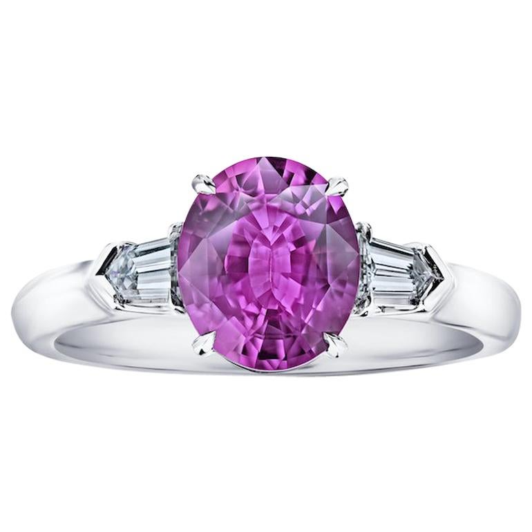 2.19 Carat Pink Oval Sapphire and Diamond Ring