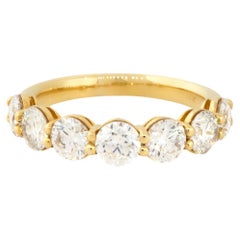 2.19 Carat Round Brilliant 7 Diamond Half-Way Band 14 Karat In Stock