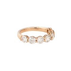 2.19 Carat Round Brilliant Cut 7 Diamond Half-way Band 14 Karat in Stock