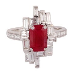 2.19 Carat Ruby & Diamond Ring Studded in 18k Gold