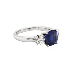 2.19 Carat Sapphire and Diamond Three-Stone Platinum Engagement Ring