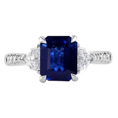 2.19 Carat Sapphire and Diamond White Gold Engagement Ring