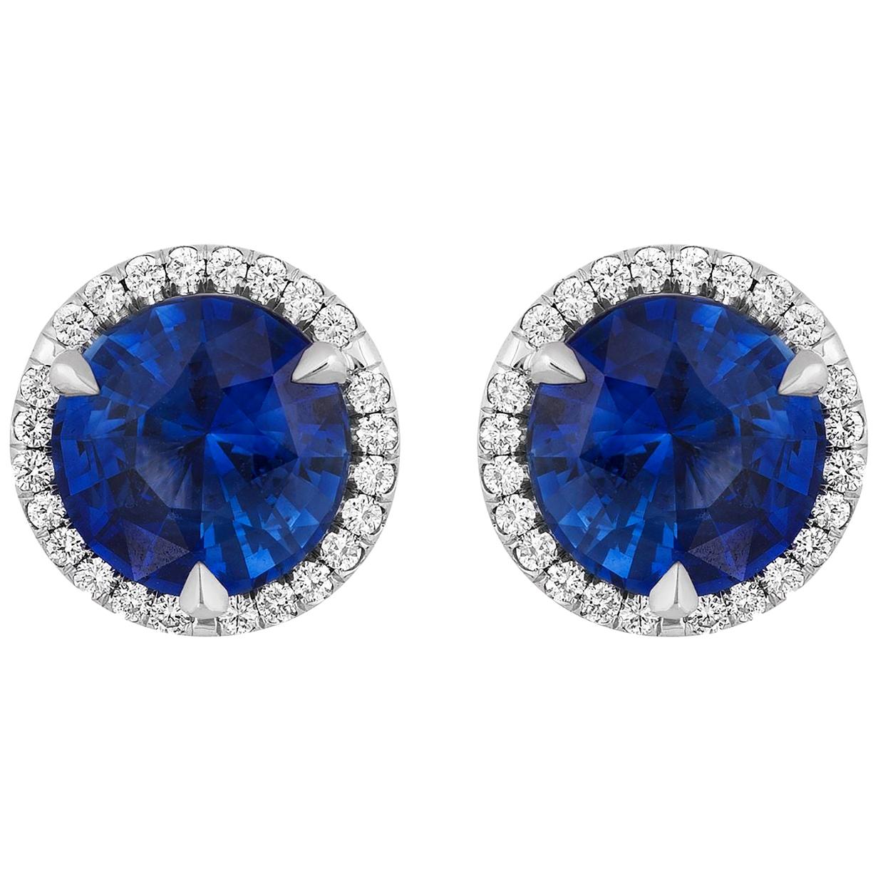 2.19 Carat Sapphire Diamond Earrings For Sale