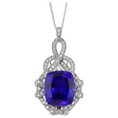 Sunita Nahata Tanzanite 21.90ct. Pendant in 18KWG with White Diamond.