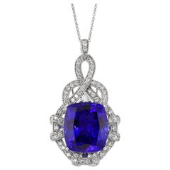 Pendentif en or blanc 18 carats avec tanzanite de 21,9 carats et diamants blancs