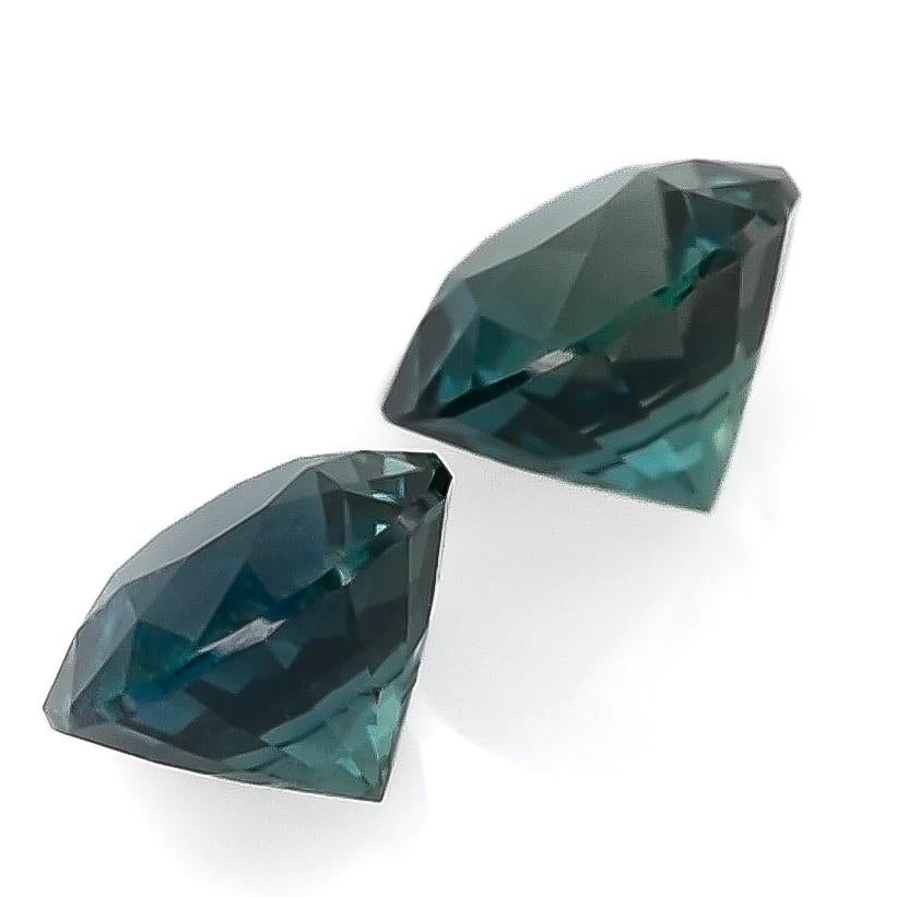 Mixed Cut 2.19 Carats Blue Green Sapphire Pair For Sale