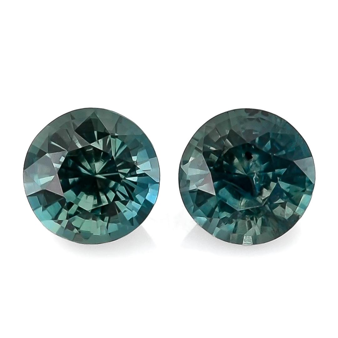 2.19 Carats Blue Green Sapphire Pair In New Condition For Sale In Los Angeles, CA