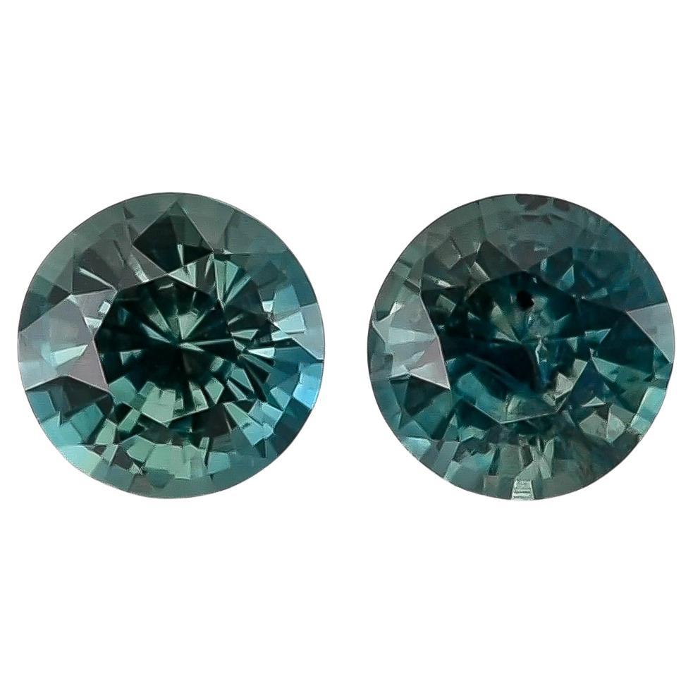 2.19 Carats Blue Green Sapphire Pair For Sale
