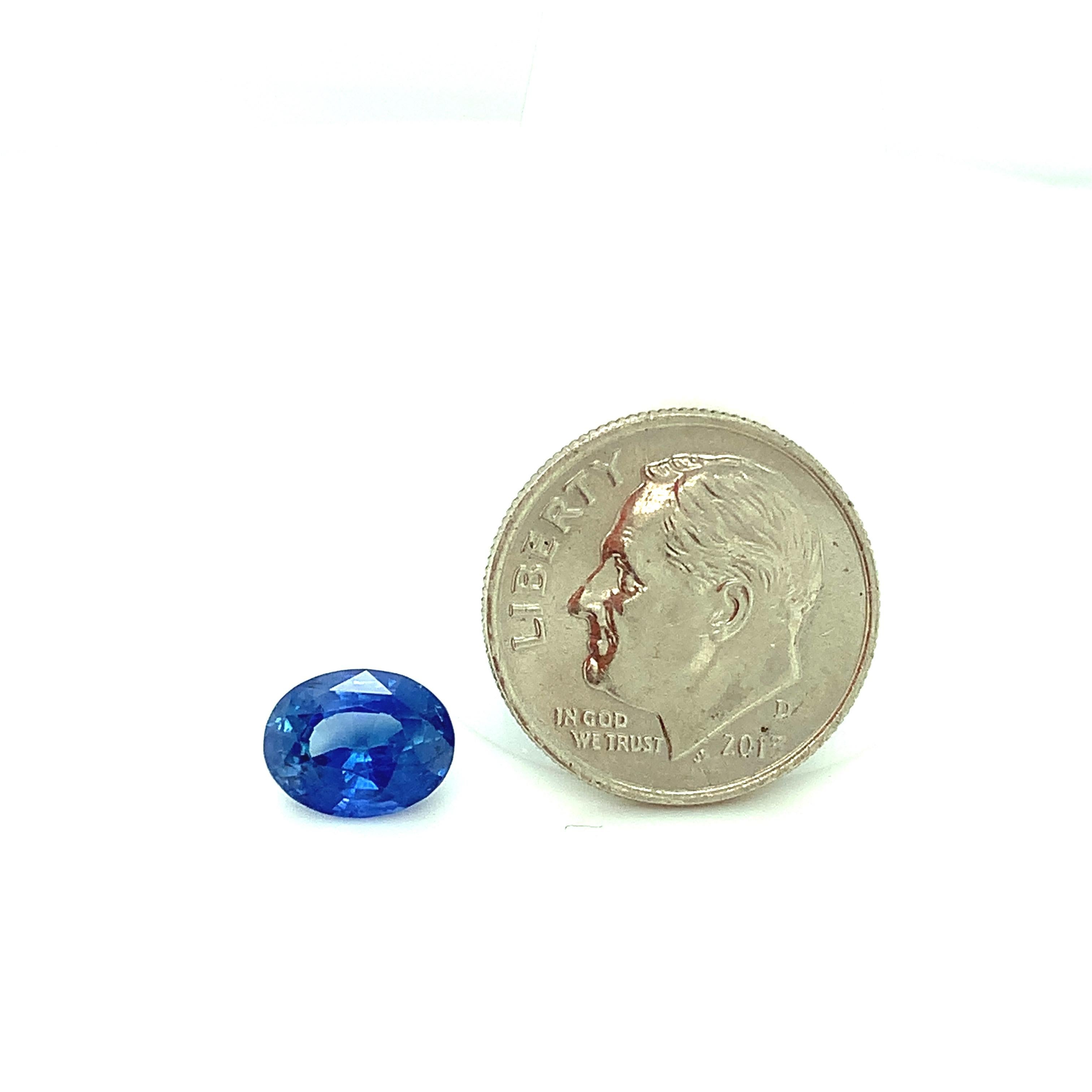 2.19 Carat Cornflower Blue Sapphire Oval, Unset Loose Gemstone, GIA Certified For Sale 1