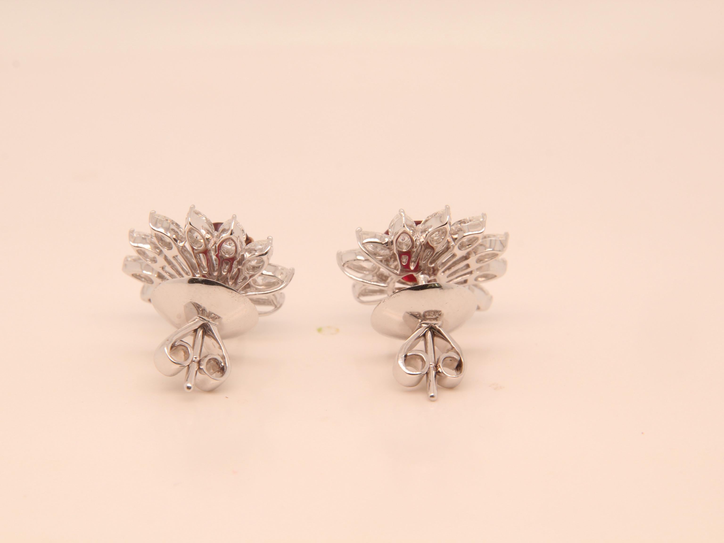 2.19 Ct GRS Pigeon Blood Burmese No Heat Ruby Diamond Earring in 18 Karat Gold In New Condition For Sale In Bangkok, TH