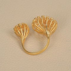 2,19 ct Labordiamant Double Flower Cluster Bypass Ring 14K Gelbgold für Geschenk