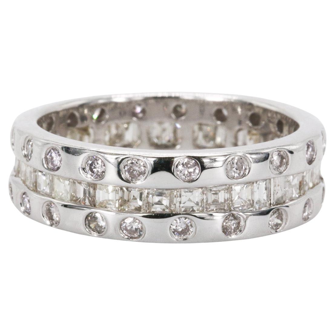 2,19 CTW Diamanten im runden Brillant- und Asscher-Schliff in 18k Weißgold Ring im Angebot