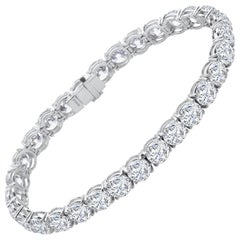 21.90 Carat Round Cut Diamond Platinum Tennis Bracelet