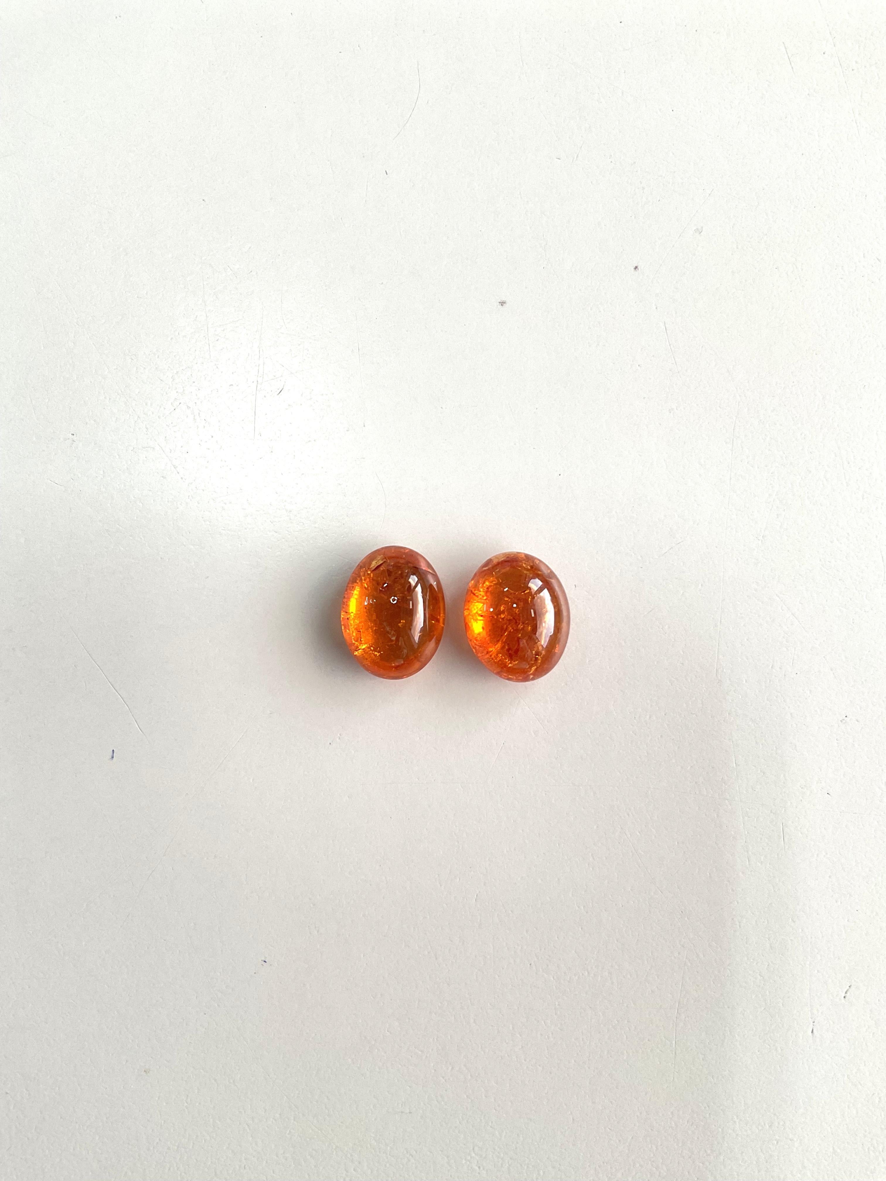 da uomo o donna 21,92 Carati di Granato Fanta Spessartite Cabochon ovale di qualità superiore Nature in vendita