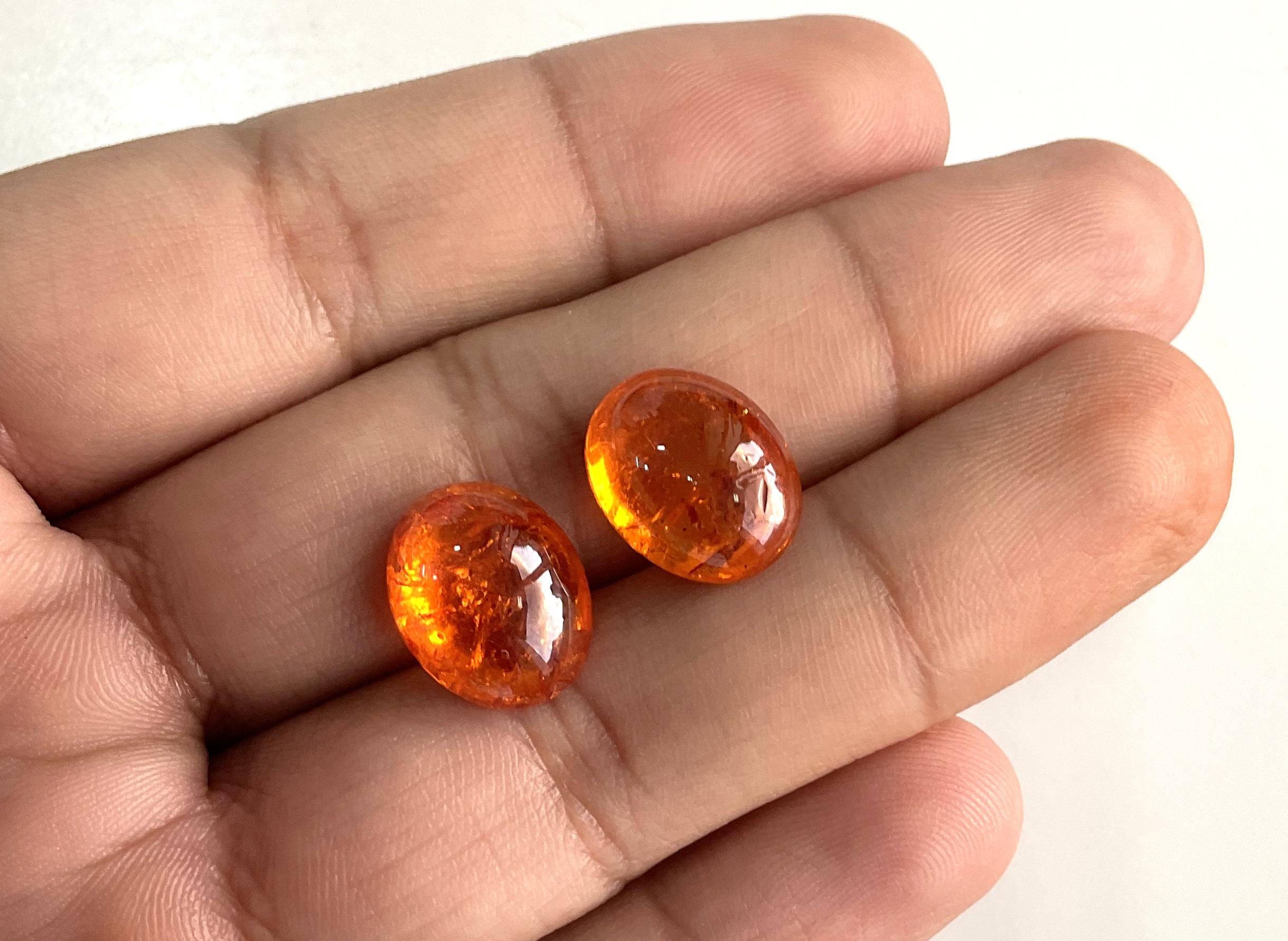 21,92 Carati di Granato Fanta Spessartite Cabochon ovale di qualità superiore Nature in vendita 3