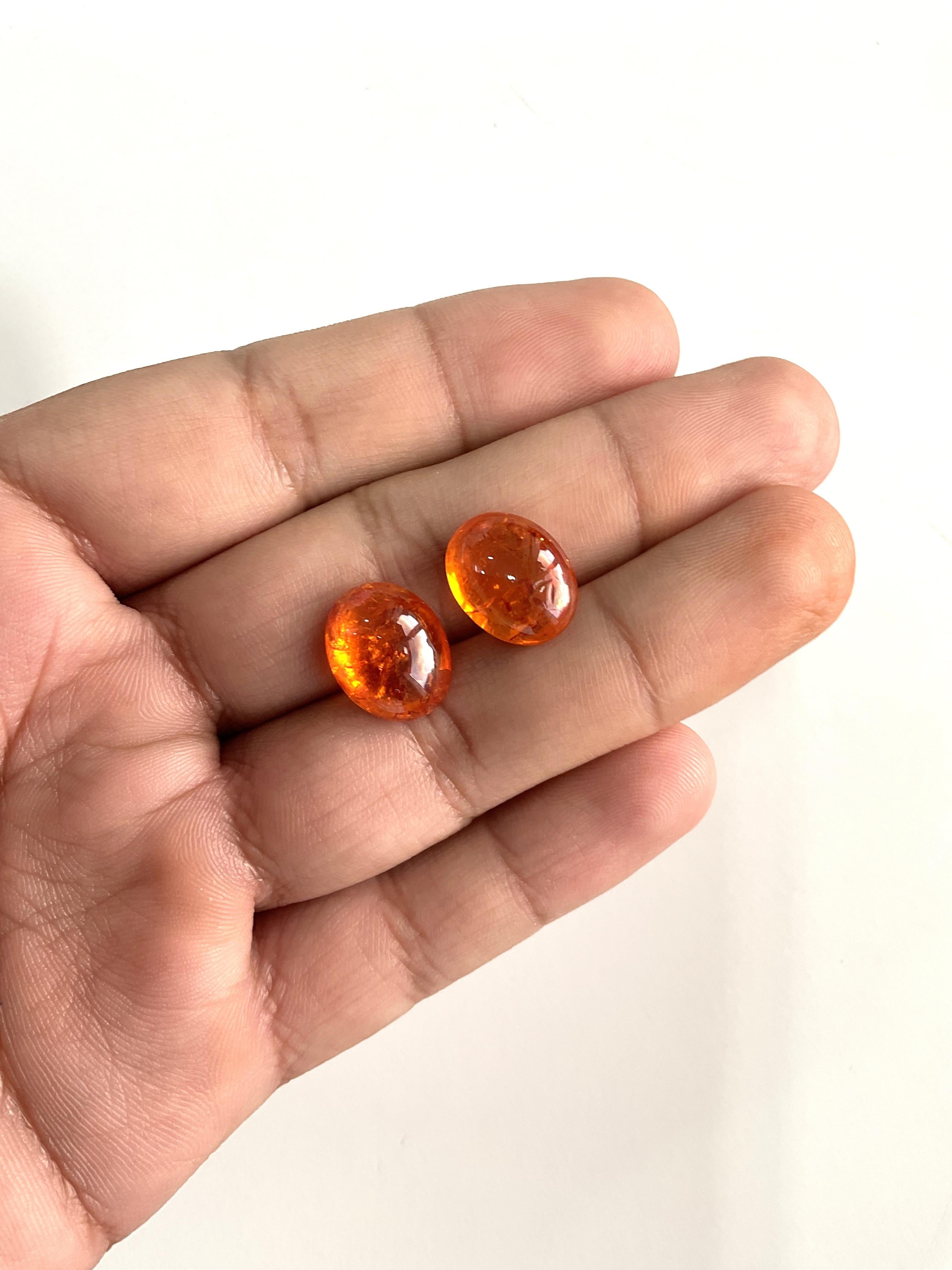 21,92 Carati di Granato Fanta Spessartite Cabochon ovale di qualità superiore Nature in vendita 4