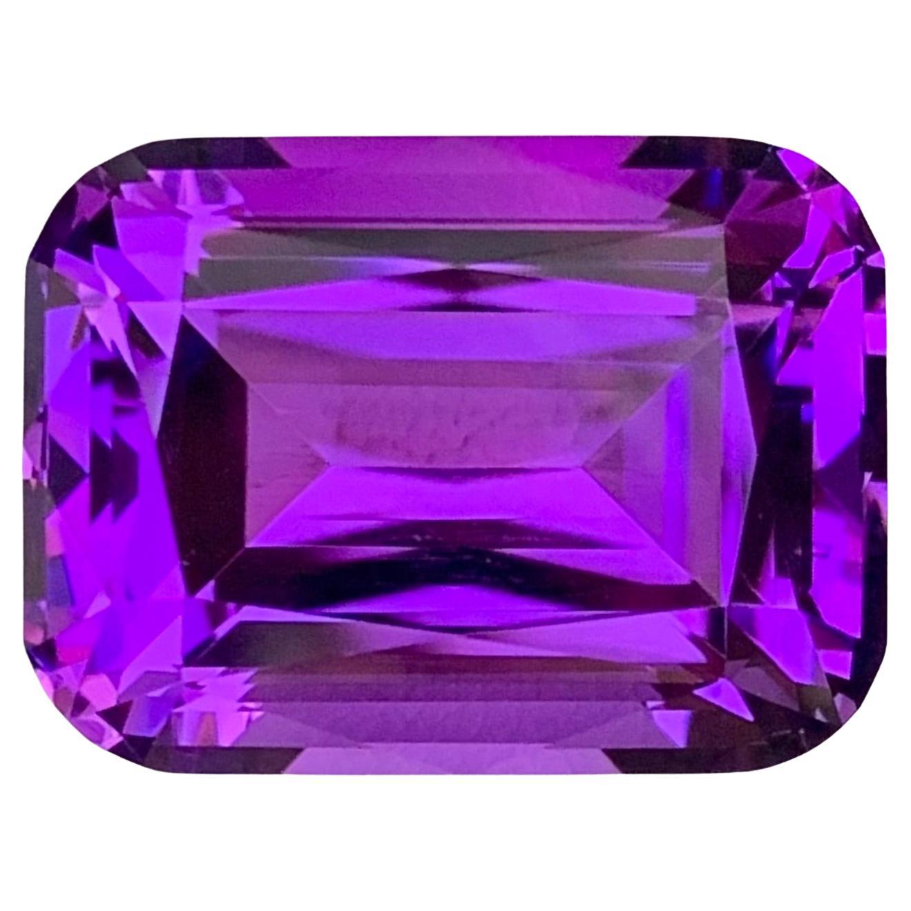 21.95 Carat Natural Loose Deep Purple Amethyst Emerald Shape Gem