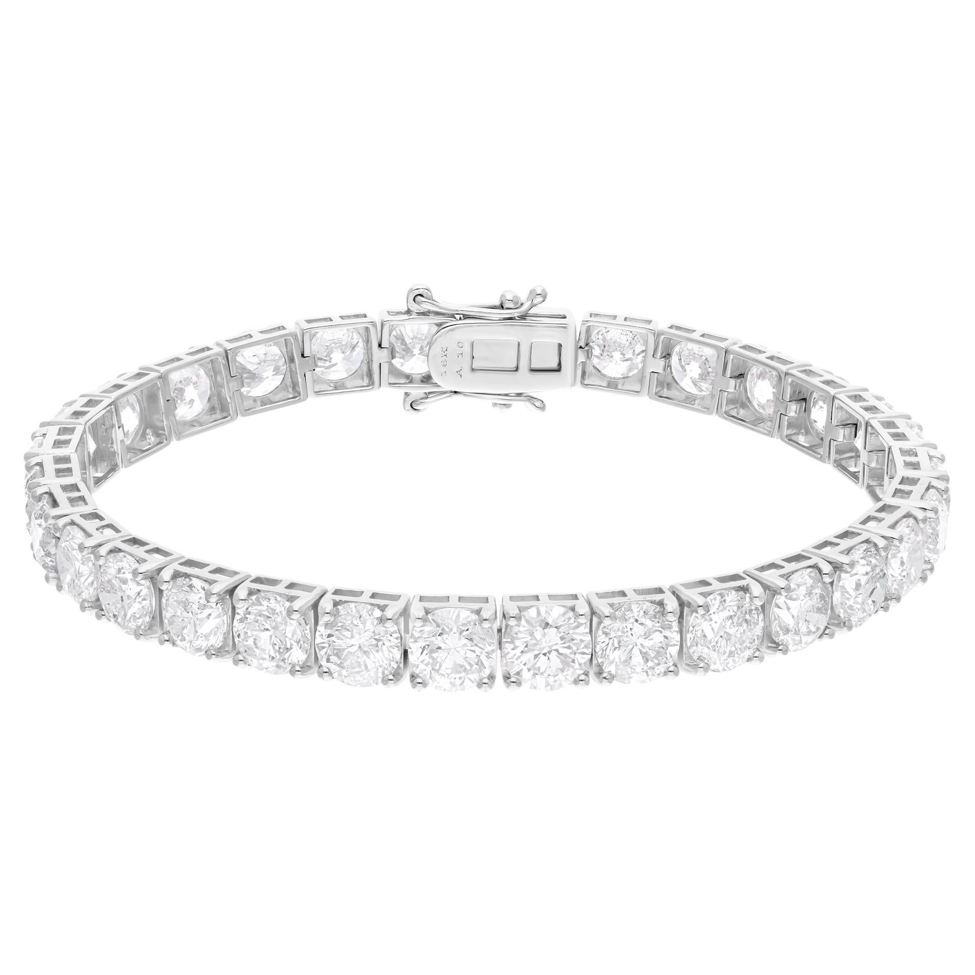 21,95 Ct. Bracelet tennis en or blanc 18 carats avec diamants ronds de pureté SI