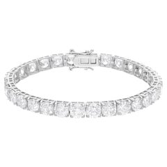 21,95 Ct. SI Claridad HI Color Diamante Redondo Pulsera Tenis Oro Blanco 18 Kilates